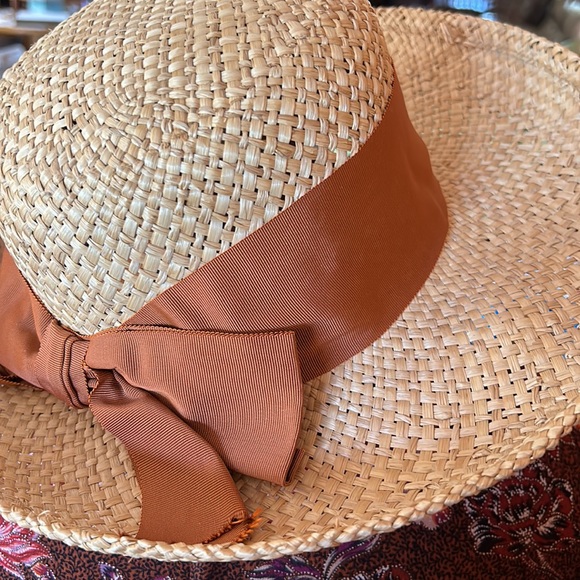 Street Smart by Bernard straw hat with rust color grosgrain ribbon band. - Picture 5 of 12
